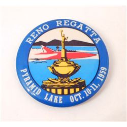 1959 RENO REGATTA PYRAMID LAKE SPEED BOAT RACING CELLULOID BADGE