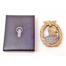 GERMAN NAZI BOXED NAVAL AUXILIARY CRUISER BADGE
