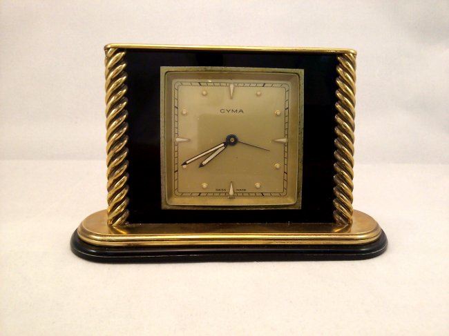 A Vintage Art Deco Cyma Swiss Alarm Clock Mechanical
