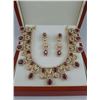 Image 1 : A set of Ruby and Diamond Necklace and Earrings