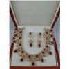 Image 2 : A set of Ruby and Diamond Necklace and Earrings