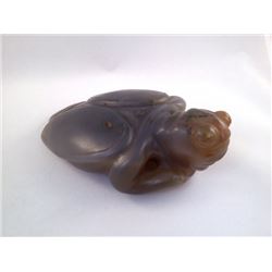 A carved old agate large winged cicada