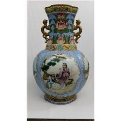 A large porcelain vase of baluster lobed form lotus