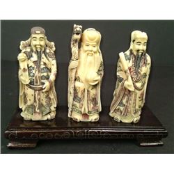 A set of hippo ivory carving of the three wise men