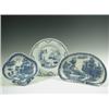 Image 1 : An 18th Century blue and white delft plate together with a 19th Century 'Willow' pattern shall...