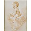 Image 1 : A 19th Century hand painted Continental porcelain plaque with a baby sitting on a cushion play...