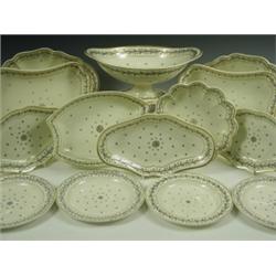 Fourteen pieces of early 19th Century Wedgwood creamware with gilt and blue cornflower type de...