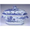 Image 1 : A 19th Century Chinese export blue and white lidded tureen with Chinese landscape decoration a...