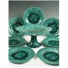Image 1 : A Staffordshire green ground part dessert service, each piece moulded with leaves and fruit, c...