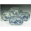 Image 1 : A pair of Chinese blue and white octagonal meat dishes, with landscape decoration, 28cm; a dee...