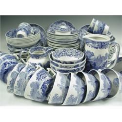 Ninety-nine pieces of Copeland 'Spode Italian' pattern, blue and white teawares(some small fau...