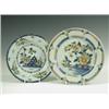 Image 1 : Two mid 18th Century delft plates decorated in polychrome, with flowers and trellis, Lambeth,...