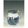Image 1 : An early 19th Century Swansea blue and white pearlware jug, with a printed willow pattern, res...