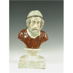 An early 19th Century pottery bust of Homer, cracked, 32cm high Est. 80/150...