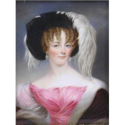 A 19th Century hand-painted Continental porcelain plaque depicting a young lady of note, 10x 7...