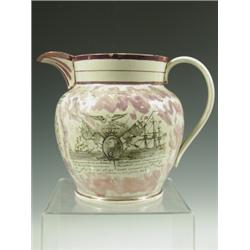 An early 19th Century Sunderland lustre documentary jug, inscribed beneath the spout 'Peter an...