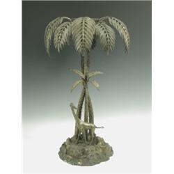 A Victorian silver plated centrepiece, in the form of a giraffe under palm trees, no glass, 52...