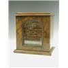 Image 1 : A Victorian walnut table top cabinet, with an arched and glazed door, opening to reveal three...