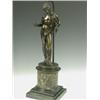Image 1 : A late 19th Century bronze figure 'Narcissus' on a circular base with a variegated veined marb...
