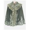 Image 1 : A Victorian lady's black velvet shawl/ cape embroidered, with floral designs and a feathered f...