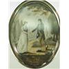 Image 1 : A 19th Century oval ivory portrait miniature of a gentleman and lady in a rural landscape, in...