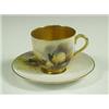 Image 1 : A Royal Worcester coffee cup, 1926 painted by E Barker signed, with sheep in a mountainous lan...