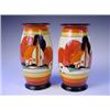 Image 1 : Two Clarice Cliff "Farmhouse" pattern vases, each with black printed Bizarre mark, shape 264,...
