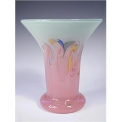 A Monart/Vasart glass vase with a flaring rim, traces of label remaining 25.4cm high Est. 1...