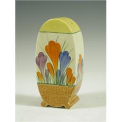 A Clarice Cliff 'Crocus' pattern Bon Jour sugar sifter, printed marks, 13cm high Est. 200/3...