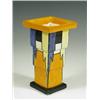 Image 1 : A Clarice Cliff Bizarre stepped vase, shape 369A, in geometric patterns of blue, yellow, black...