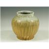 Image 1 : A Ruskin vase, with a mottled blue and orange ground, impressed marks, 16.5cm Est. 80/120...