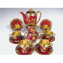 A Carltonware "Rouge Royale" six setting coffee set, shape 1582, printed marks. Est. 100/150...