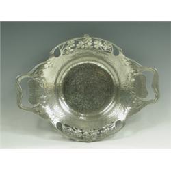 A Liberty Tudric pewter bowl, of oval form, with pierced clover decoration, marked Tudric 0287...