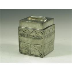 A Liberty Tudric pewter box and cover, with stylised decoration, stamped Tundric 0237, 14cm<br...