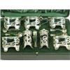 Image 1 : A seven piece Art Nouveau silver condiment set with matching spoons, in a presentation case, B...