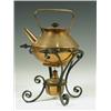 Image 1 : A Benham & Froud copper kettle on stand, with an ebonised knob, and a copper spirit burner, po...