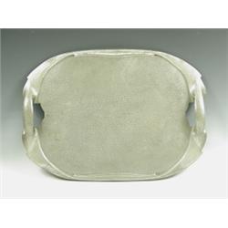 A Liberty pewter tray, of shaped rectangular form, hammered decoration, with inscription, 'To...
