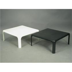 Vico Magistretti, two Demetrio 70 coffee tables, moulded resin, made by Artemide, Milan c.1967...