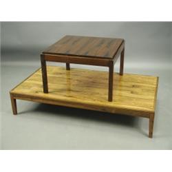 A Danish rosewood low coffee table, and another with a reversible top Est. 80/120...