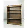 Image 1 : An Arts & Crafts walnut open bookcase with adjustable shelves and panelled sides, 1.4m wide x...