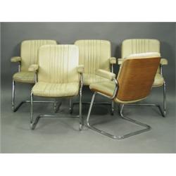 A set of 1970s moulded plywood and chrome tubular boardroom chairs Est. 150/200...