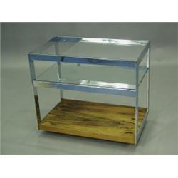 An Archie Shine rosewood and chrome three tier drinks trolley, c.1970, 73cm Est. 150/200...