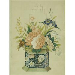 Chinese School, circa 1840 STILL LIFES OF BASKETS OF FLOWERS Three, bodycolour on rice pape...