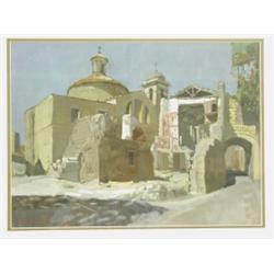 John Aldridge R.A. (1905-1983) 'SOUVENIR OF TUSCANIA, THE FALLEN TOWER' Signed also inscrib...