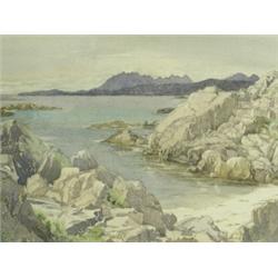 P Tennyson Green 'LOOKING TOWARDS ISLE OF SKYE' Signed in pencil and inscribed on label ver...