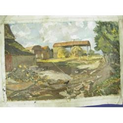 D H Waterfield (1908-1971) A MILL BUILDING; four LANDSCAPES and two GARDEN SCENES Oil on ca...