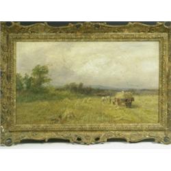M E Dockree (1858-1890) A HARVEST SCENE Signed and dated, oil on canvas, 26 x 44cm Est....