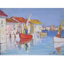 D'oyly John HARBOUR SCENE SOUTH OF FRANCE Oil on board, signed, 35.5 x 48cm. Est. 150/25...