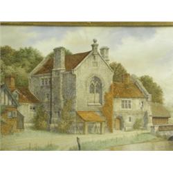 James Lawson Stewart A STONE BUILDING BY A RIVER Signed bottom left, watercolour, 49 x 75cm...
