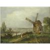 Image 1 : English School, 19th/20th Century A RIVER LANDSCAPE WITH A FIGURE NEAR A WINDMILL Signed wi...